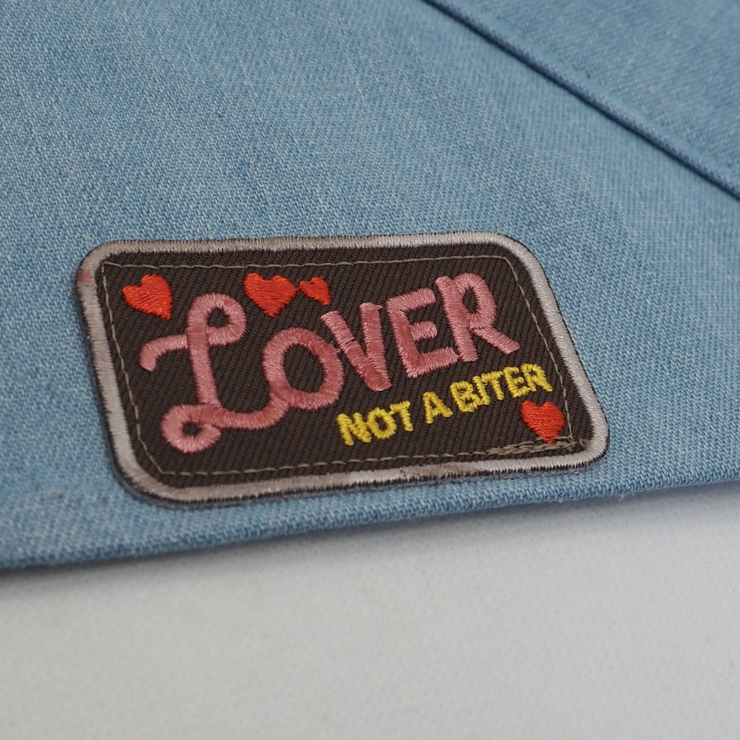 Lover Not A Biter Denim Dog Bandana