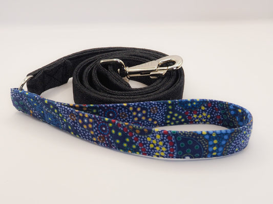 Denim Dog Lead, Blue Dog Lead, Aboriginal Art Dog Lead