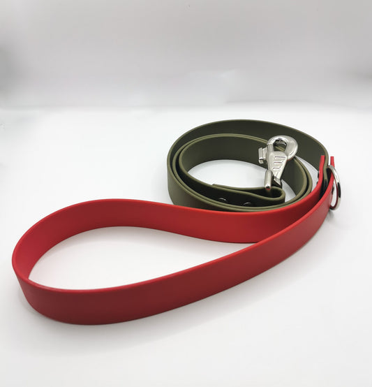 Waterproof Khaki and Red Dog Lead