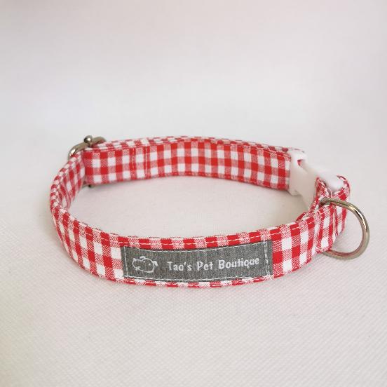 Blue and White Gingham Dog Collar