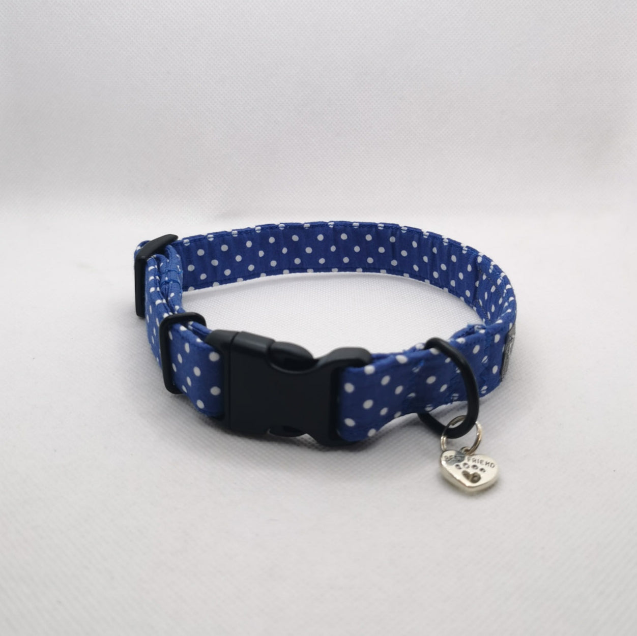 Blue and White Polka Dot Dog Collar