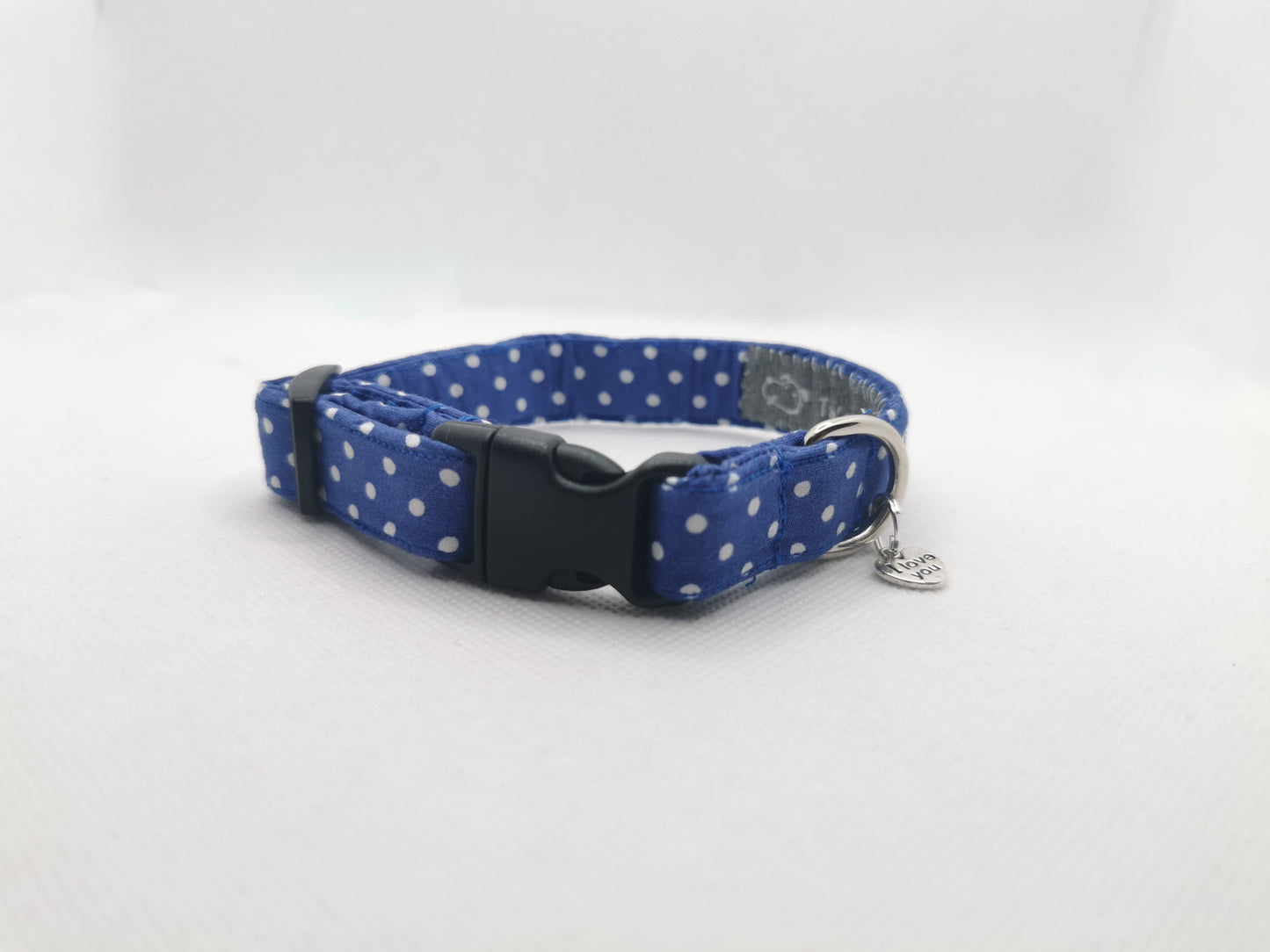 Blue and White Polka Dot Dog Collar