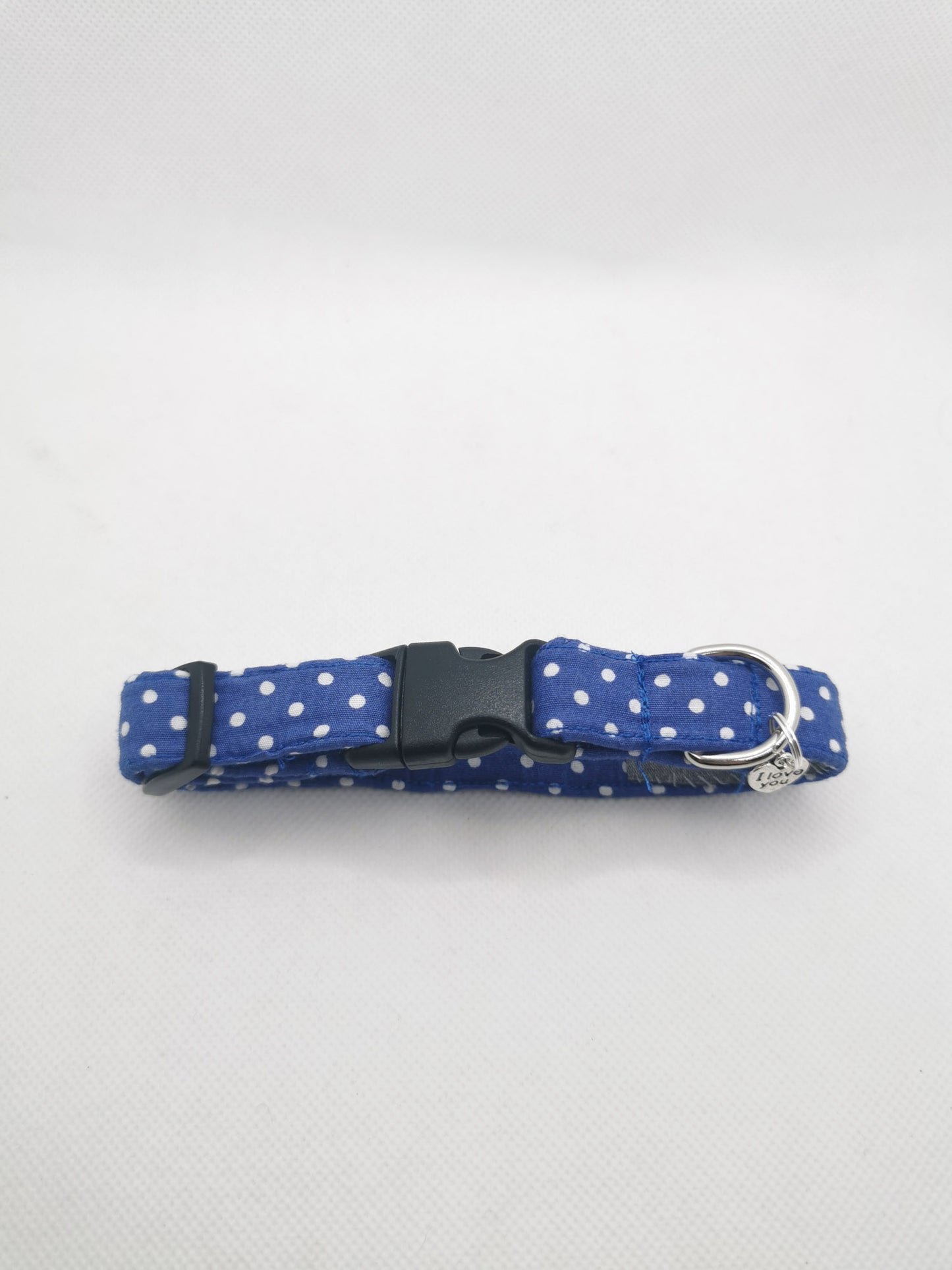 Blue and White Polka Dot Dog Collar