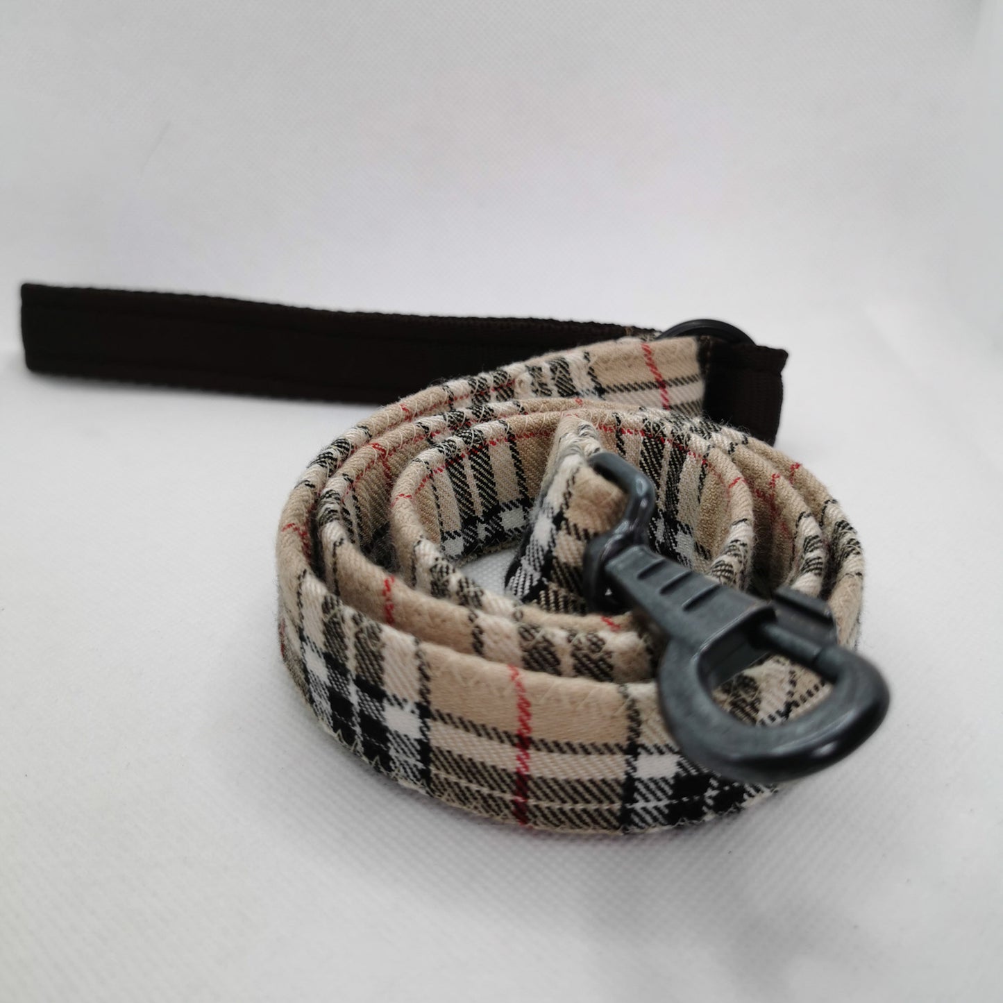 Beige Tartan Dog Lead