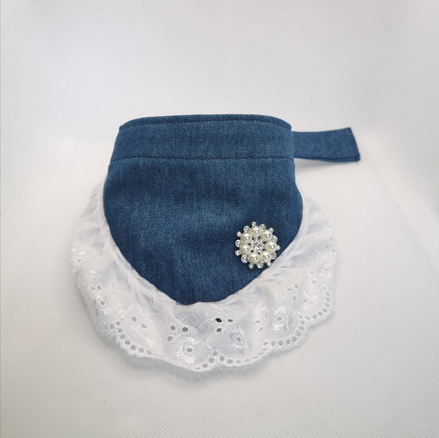 Broderie Anglaise Denim Dog Bandana